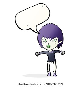 cartoon vampire girl with speech bubble