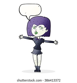 cartoon vampire girl with speech bubble