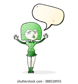 cartoon vampire girl with speech bubble