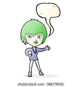 cartoon vampire girl with speech bubble