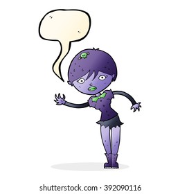 cartoon vampire girl with speech bubble