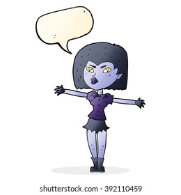 cartoon vampire girl with speech bubble