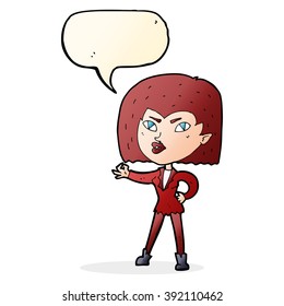 cartoon vampire girl with speech bubble