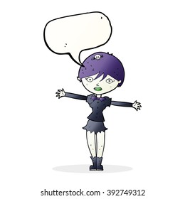 cartoon vampire girl with speech bubble