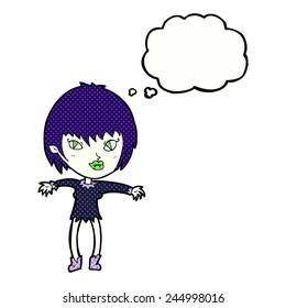cartoon vampire girl with thought bubble