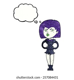 cartoon vampire girl with thought bubble