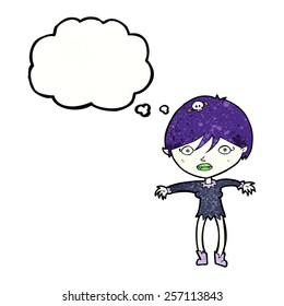 cartoon vampire girl with thought bubble