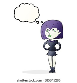 cartoon vampire girl with thought bubble