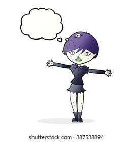 cartoon vampire girl with thought bubble