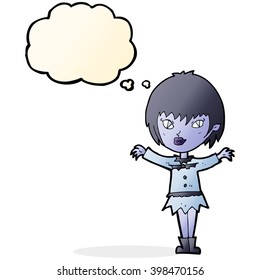 cartoon vampire girl with thought bubble