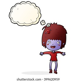 cartoon vampire girl with thought bubble