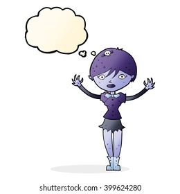 cartoon vampire girl with thought bubble