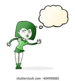cartoon vampire girl with thought bubble