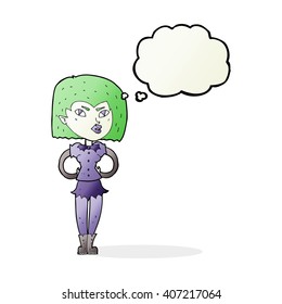 cartoon vampire girl with thought bubble