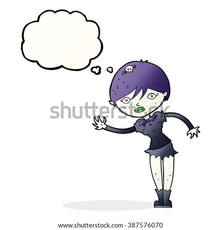 cartoon vampire girl with thought bubble