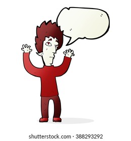 cartoon vampire giving up with speech bubble