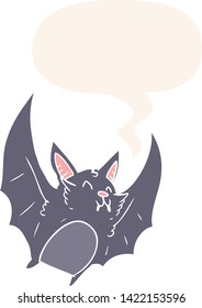 cartoon vampire halloween bat with speech bubble in retro style