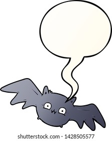 cartoon vampire halloween bat with speech bubble in smooth gradient style