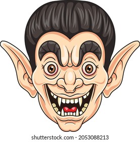 Cartoon vampire head isolated on white background