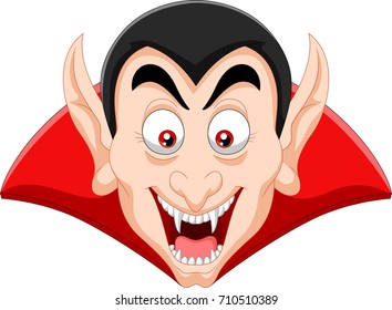 Cartoon vampire head isolated on white background