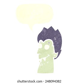 cartoon vampire head with speech bubble