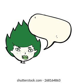 cartoon vampire head with speech bubble