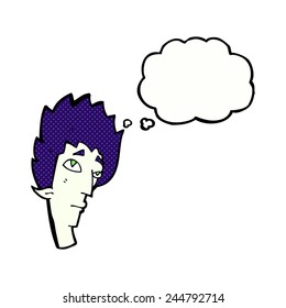 cartoon vampire head with thought bubble