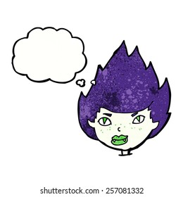 cabeza de vampiro caricaturista con burbuja de pensamiento
