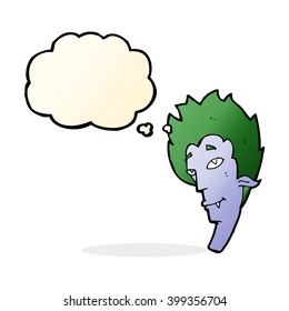cartoon vampire head with thought bubble