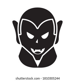 Cartoon-Vampir-Symbol auf weißem Hintergrund, Silhouette-Stil, Vektorgrafik
