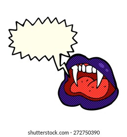 cartoon vampire lips with speech bubble