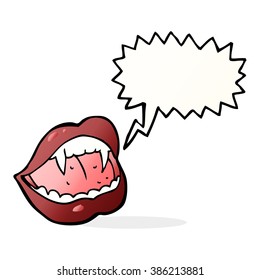 cartoon vampire lips with speech bubble