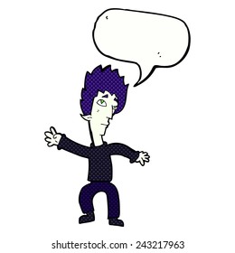 cartoon vampire man with speech bubble