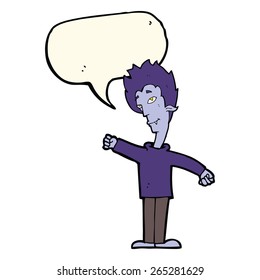 cartoon vampire man with speech bubble