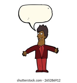 caricaturista vampiro con burbuja de habla