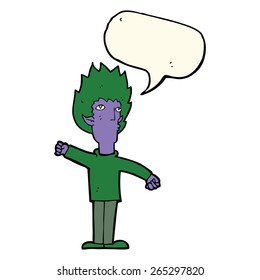 cartoon vampire man with speech bubble
