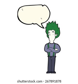 cartoon vampire man with speech bubble