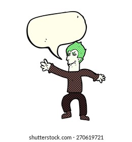 cartoon vampire man with speech bubble