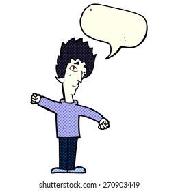 Cartoon Vampir Mann mit Sprachblase