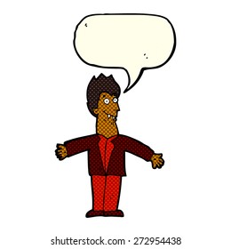 cartoon vampire man with speech bubble