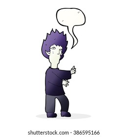 cartoon vampire man with speech bubble