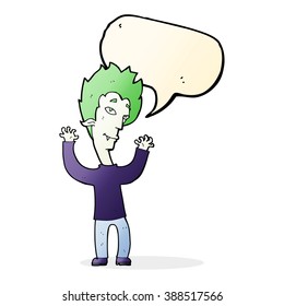 cartoon vampire man with speech bubble