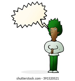 cartoon vampire man with speech bubble