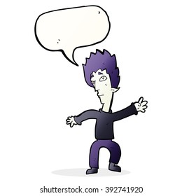 cartoon vampire man with speech bubble
