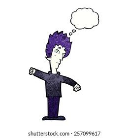 un vampiro caricaturista con burbuja de pensamiento