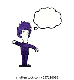 cartoon vampire man with thought bubble