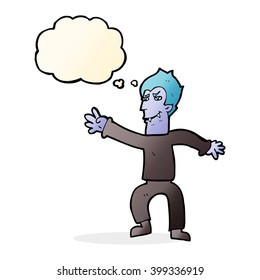 cartoon vampire man with thought bubble