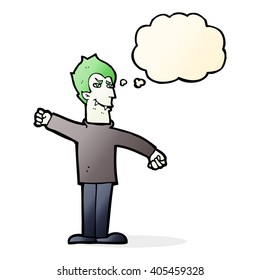 cartoon vampire man with thought bubble