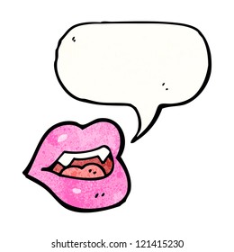 cartoon vampire mouth with speech bubble