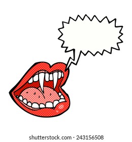 cartoon vampire mouth with speech bubble